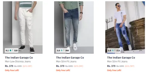 Image of The Indian Garage Co Men's Jeans Minimum 80% Discount