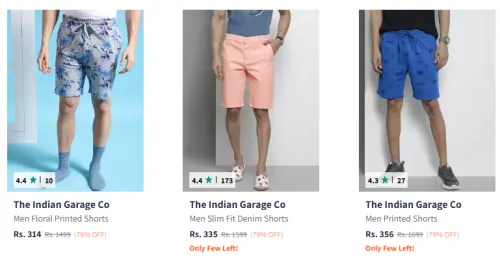 Image of The Indian Garage Co Men's Shorts Minimum 70% Discount