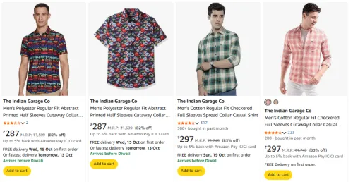 Image of The Indian Garage Co Men's Shirts at minimum 82% Discount