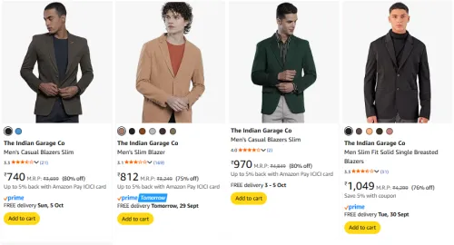 Image of The Indian Garage Co Men's Blazers Starting At ₹740