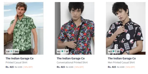 Image of The Indian Garage Co Men's Shirt Minimum 70% Discount