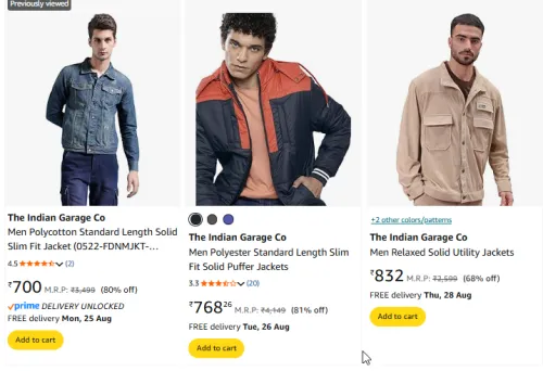 Image of The Indian Garage Co Men's Jackets Minimum 80% Discount