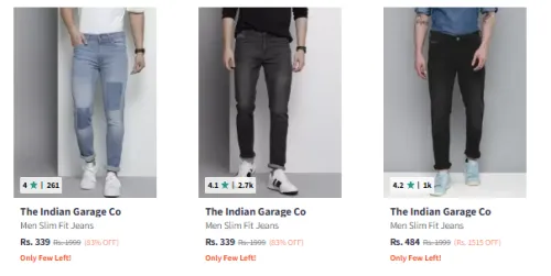 Image of The Indian Garage Co. Men's Jeans upto 83% Discount