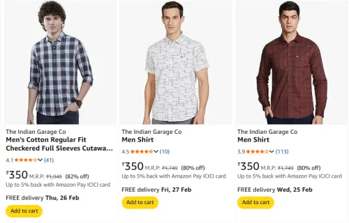 Image of The Indian Garage Co. Men Shirt Minimum 80% Discount