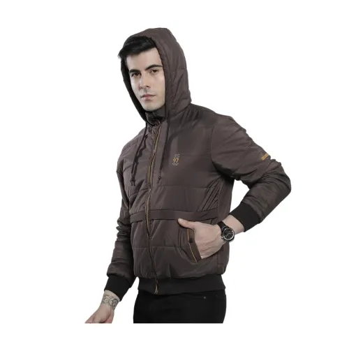 Image of The Indian Garage Co Men Slim Fit Solid Puffer Jackets