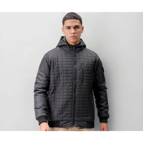 Image of The Indian Garage Co Men Slim Fit Solid Puffer Jackets