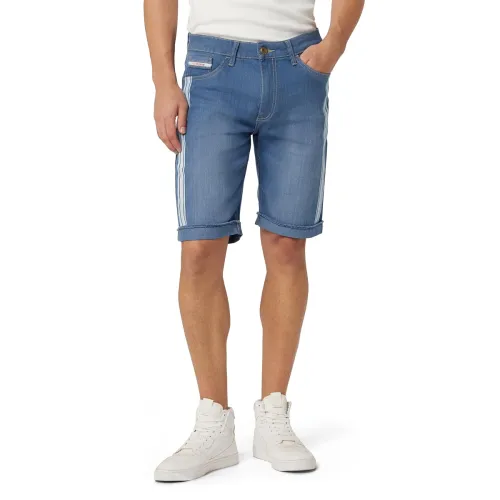 Image of The Indian Garage Co Men Slim Fit Solid Mid-Rise Denim Shorts