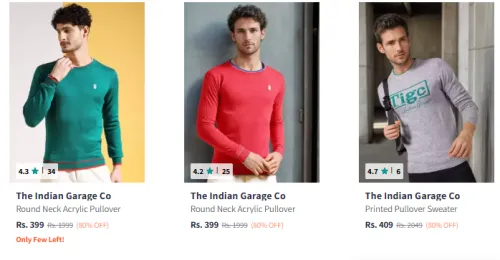 Image of The Indian Garage Co Men Tshirt Minimum 80% Discount