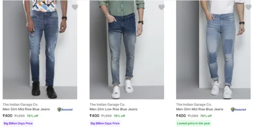 Image of The Indian Garage Co Men's Jeans at minimum 70% Discount