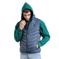 The Indian Garage Co Men Blue Regular Fit Solid Puffer Jacket