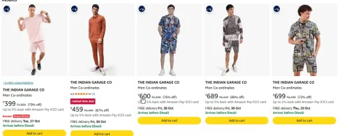 Image of THE INDIAN GARAGE CO Pyjama Sets & Night Suits at minimum 87% Discount