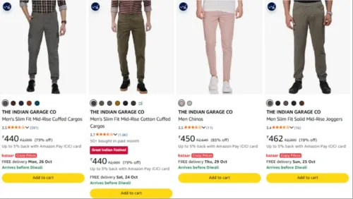 Image of THE INDIAN GARAGE CO Trousers at minimum 72% Discount