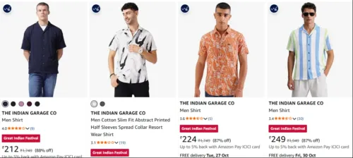 Image of THE INDIAN GARAGE CO Mens Shirts at minimum 85% Discount