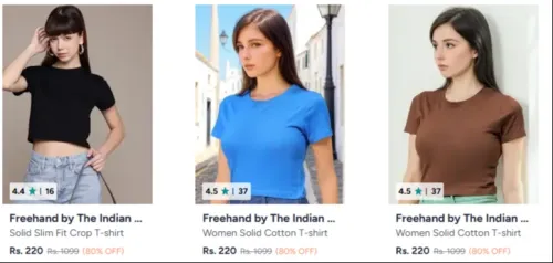 Image of Flat 80% Off on The Indian Garage Co Women's T Shirts 