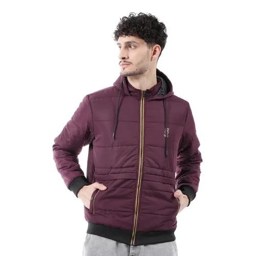 Image of The Indian Garage Co Men Slim Fit Solid Puffer Jackets