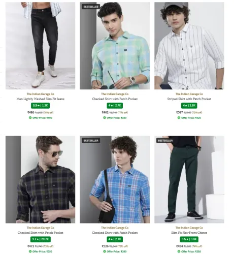 Image of THE INDIAN GARAGE CO Men's Clothing at minimum 77% Discount