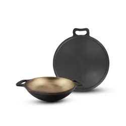 The Indus Valley Super Smooth Cast Iron Cookware Set Kadai (25.4 Cm/2.5L) + Tawa (27.9 Cm)