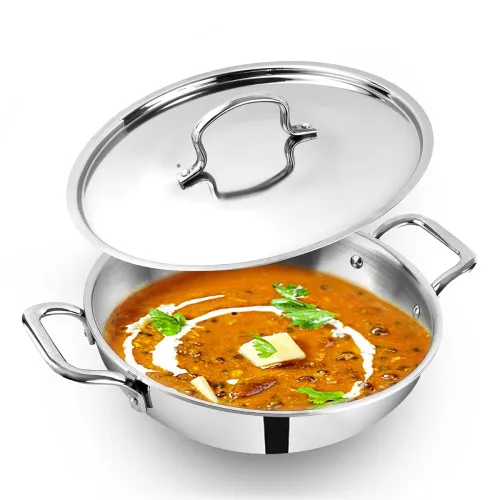 Image of The Indus Valley Triply Stainless Steel Kadai/Kadhai with Steel Lid