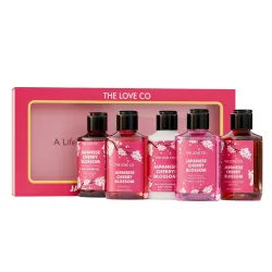 THE LOVE CO. Japanese Cherry Blossom Bath & Body Gift Set (Pack of 5, Vegan)