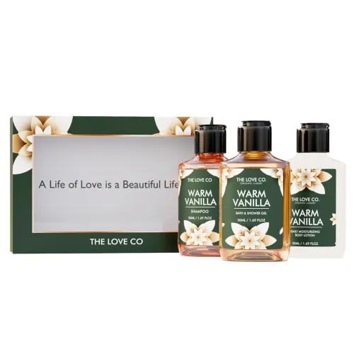Image of THE LOVE CO. Warm Vanilla Bath & Body Gift Set Pack Of 3