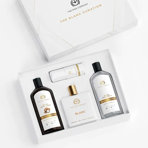 Image of THE MAN COMPANY Blanc Gift Set for Men with Blanc Perfume, Body Lotion, Body Wash, Roll On Deo | Premium Long-Lasting Fr