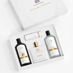 THE MAN COMPANY Blanc Gift Set for Men with Blanc Perfume, Body Lotion, Body Wash, Roll On Deo | Premium Long-Lasting Fragrance (4 Items in the set)