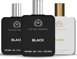 THE MAN COMPANY Iconic Perfumes, Black and Blanc EDT 3 x 50ml | Long-Lasting Fragrance Eau de Toilette - 150 ml (For M