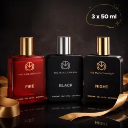 THE MAN COMPANY Premium Perfume Combo 3 x 50ml | Black, Fire & Night | Long-Lasting Fragrance Perfume - 150 ml (For Men)