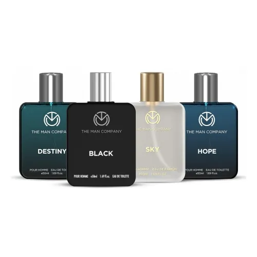 Image of The Man Company Premium Perfume Gift Set for Man 4 X 50ml - Black, Hope, Destiny and Sky | Luxury Long-Lasting Fragrance