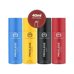 THE MAN COMPANY Privilege Combo Travel Pack | Premium Long Lasting Fragrance Deodorant Spray - For Men & Women (160 ml, Pack of 4)