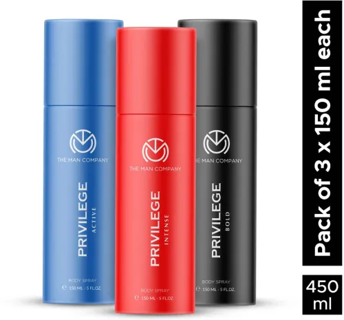 Image of The Man Company Privilege Deodorant Spray for Men (Pack of 3, 450ml)