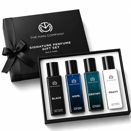 Image of The Man Company Signature Perfume Gift Set for Men 4 X 20ml- Black, Hope