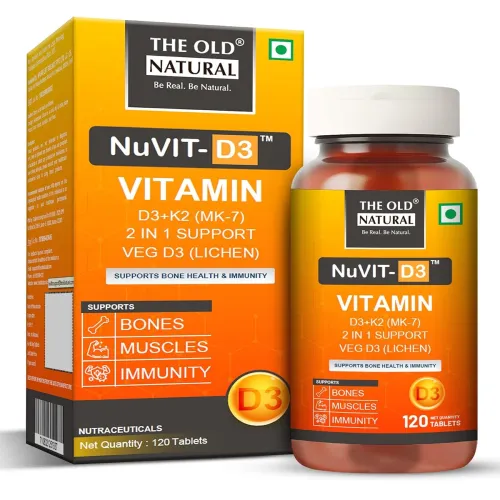 Image of The Old Natural Nuvit-D3, Vitamin D3 K2 MK7 Tablets, Vitamin D3 (Lichen) + K2 for Bone Strength & Calcium Absorption