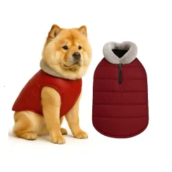 The Pets Company Dog Winter Coat Jacket, Clothes, Windproof, Waterproof, Light Weight, Washable, Ultra Warm Thick Fleece Lined Dog Vest for Cold Weather Protection, (Maroon, Large - 24 Inch)