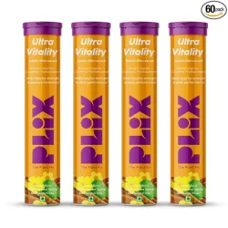 The Plant Fix Plix Ultra Vitality Effervescent, Strength With L-Arginine, Ashwagandha, Safed Musli and Zinc, 15 Effervescent Tablets, Pack of 4 (Orange Burst), 4 count, 15 capsules