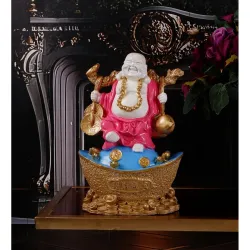 THE WHITE INK DECOR Premium Colourful Laughing Buddha Show piece