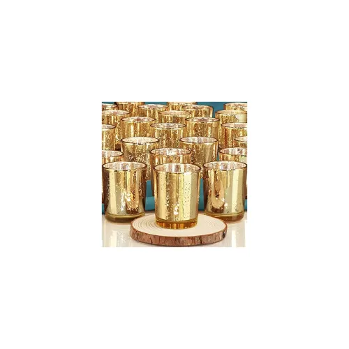 Image of The Purple Tree Glass Gold Mercury Votive Tealight Holders (Pack of 6)