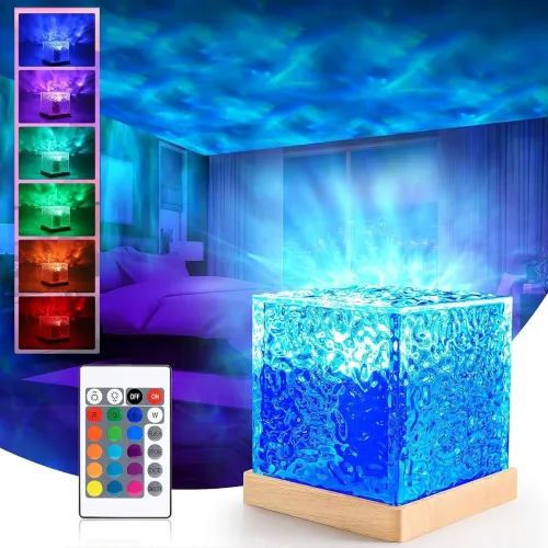 Image of The Purple Tree Ocean Wave Projector Lamp 3D Water Wave Effect Romantic LED