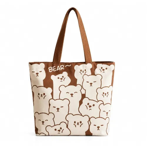 Image of THE SACK CO Large Canvas Tote Bag Zipper Handbags