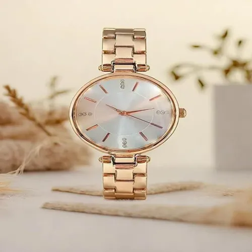Image of THE SHOPOHOLIC Women Diamond Studded Dial Wrist Watch - ROSE