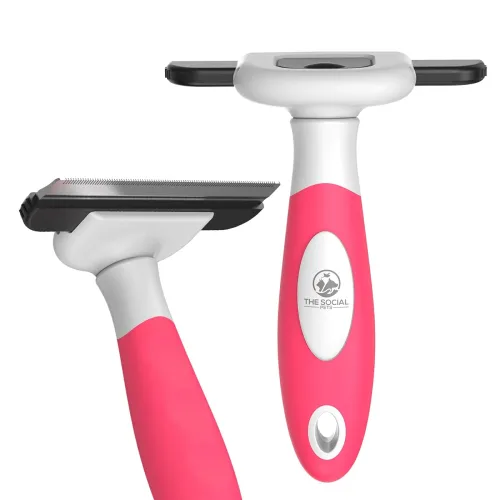 Image of The Social Pets Deshedding Comb – Pink & White