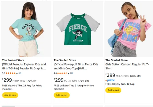 Image of The Souled Store Kids Clothes Starting @ ₹299
