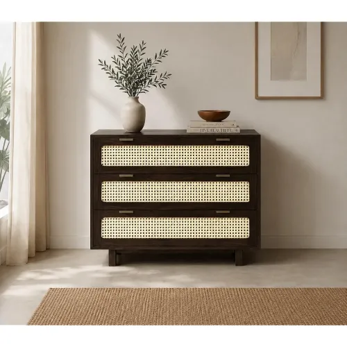 Image of The Attic Panamara Chest of Drawers,Kitchen and Living Room Storage,Solid Wood,Natural Matte Finish,Solid Mango Wood,Wal