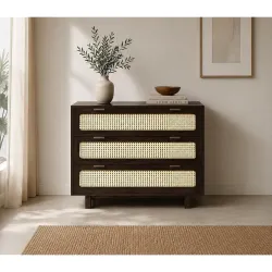 The Attic Panamara Chest of Drawers,Kitchen and Living Room Storage,Solid Wood,Natural Matte Finish,Solid Mango Wood,Wal