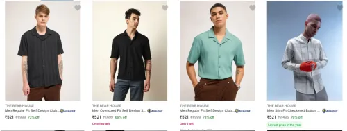 Image of THE BEAR HOUSE Men's Shirts upto 79% Discount
