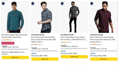 Image of The Bear House Men's shirts upto 85% Discount
