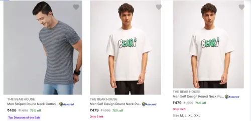 Image of The Bear House Men's T-Shirts upto 76% Discount