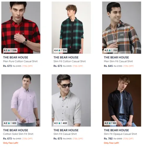 Image of The Bear House Men's Fashion @ Minimum 70% Discount