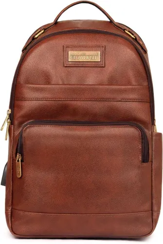 Image of The CLOWNFISH Vtor 27L Faux Leather Laptop Backpack