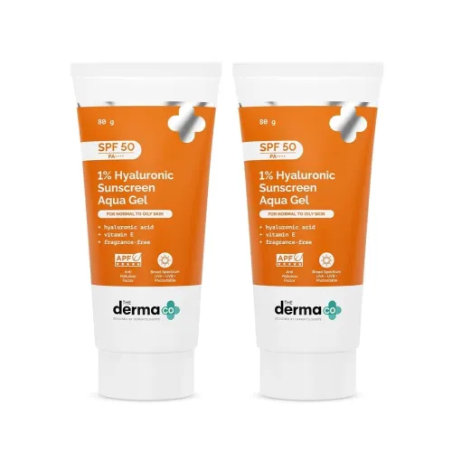 Image of The Derma Co 1% Hyaluronic Sunscreen Aqua Gel 80g pack of 2